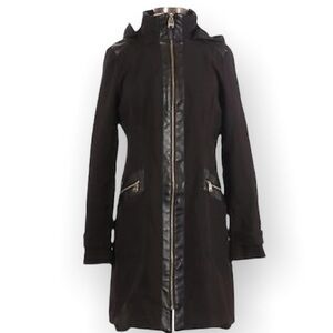 Via Spiga Black Coat with Metallic Logo Detail Sz L